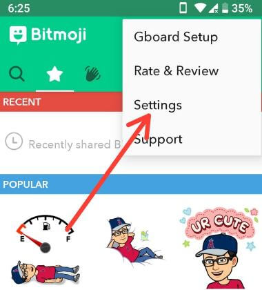 एंड्रॉइड फोन में Bitmoji अवतार सेटिंग्स