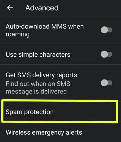 Android संदेशों में स्पैम सुरक्षा सक्षम करें
