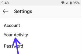 Instagram Android पर अपनी गतिविधि देखें